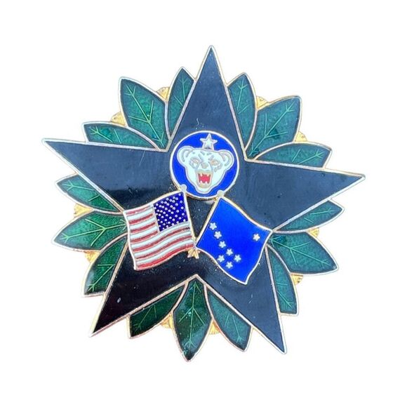 Military Army Alaska United States Enamel Badge Pin Honor Layered Brooch Vintage - Picture 4 of 8